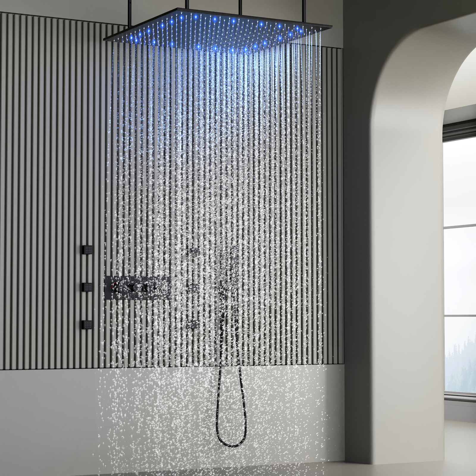 chuveiro led preto fosco