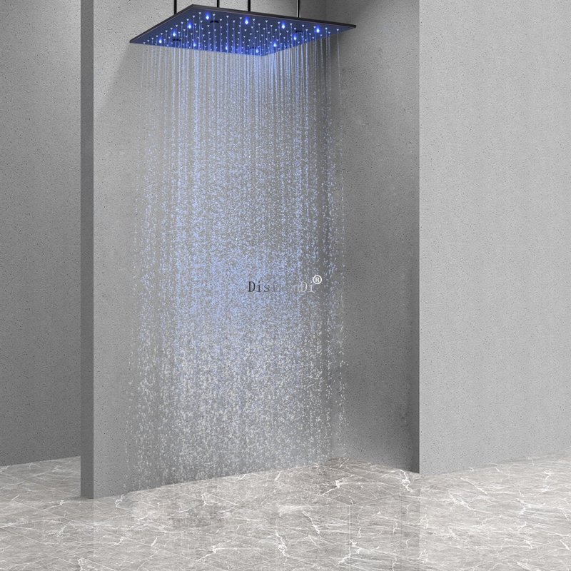 Louças sanitárias de luxo acessórios do banheiro led cabeça de chuveiro temperatura com luz ajustável suporte de cabeça de chuveiro