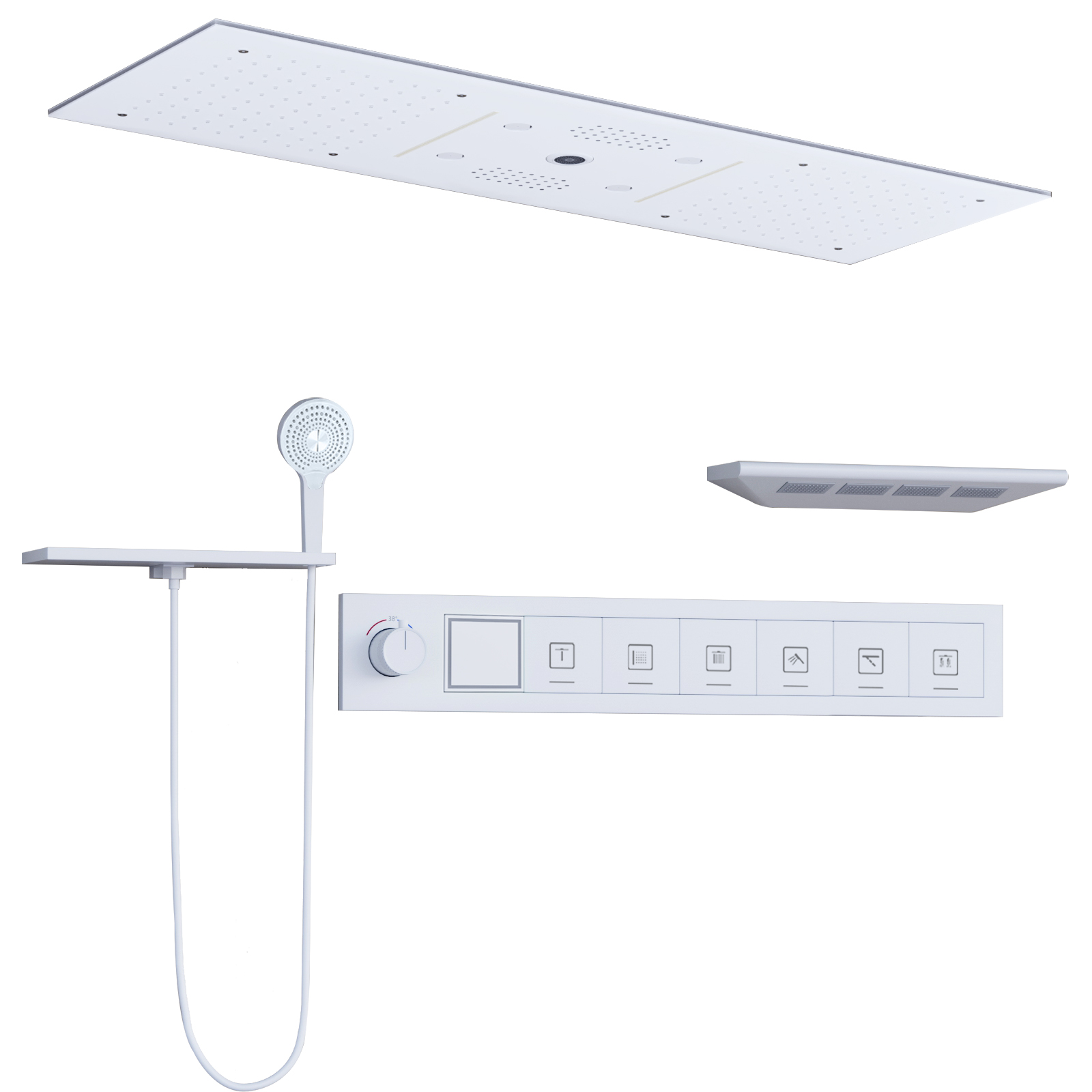 90X30CM Música LED conjunto de cabeça de chuveiro chuva cachoeira neblina banheiro temperatura constante torneira do chuveiro