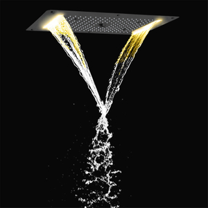 Misturador de chuveiro preto fosco 70X38 CM LED Banheiro chuveiro multifuncional cascata chuvas bolha atomizadora