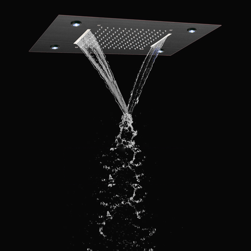 Estilo europeu óleo friccionado bronze 50x36 cm torneiras de chuveiro chuva 7 cores led banheiro cachoeira chuvas