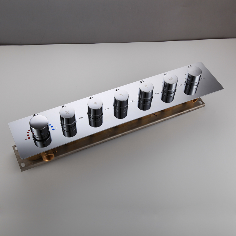 Guarnição do chuveiro de instalação na parede e válvula desviadora termostática seis funções interruptor corpo principal acessórios do banheiro