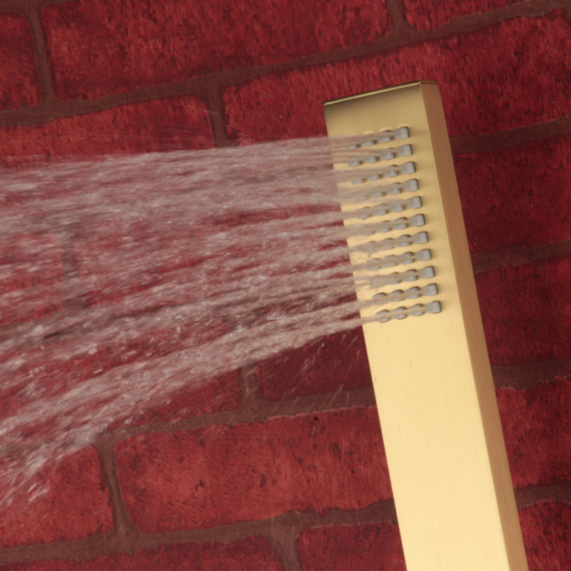 Acessórios de chuveiro de banheiro ouro escovado banheiro completo cobre cabeça de chuveiro de mão reta