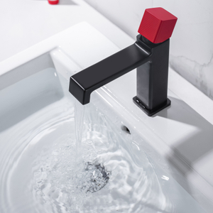 Alta qualidade preto + vermelho torneira da bacia pia do banheiro misturador de alça única