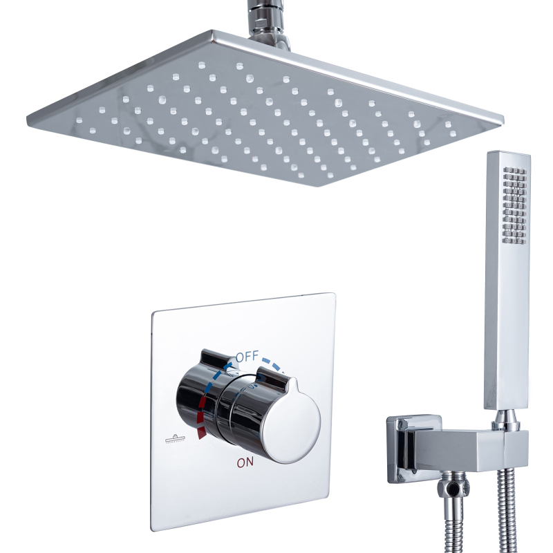 Sistema de chuveiro de latão sólido com garantia de 3 anos 28 X18 CM polido cromado LED com mudança de cor cabeça de chuveiro