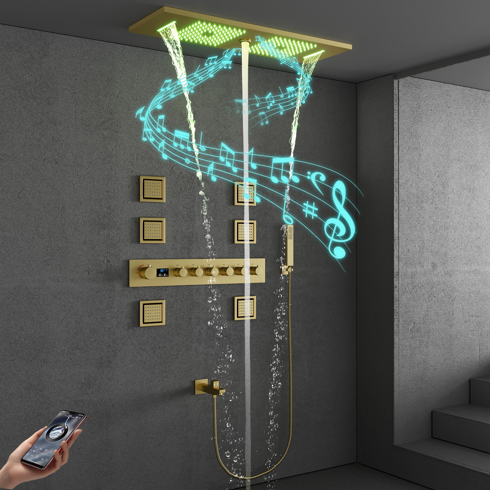 cabe&ccedil;a de chuveiro conduzida