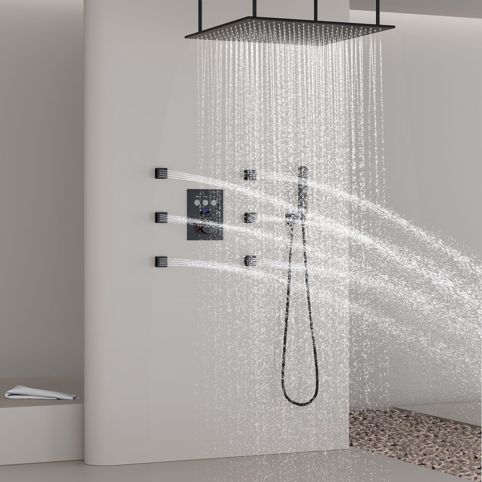 Para você criar um chuveiro com termostato inteligente montado na parede para desfrutar de uma nova experiência de banho
