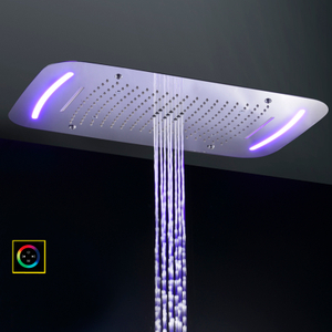 Cabeça de chuveiro polida cromada 71X43 CM com painel de controle LED Banheiro multifuncional cachoeira atomização bolha