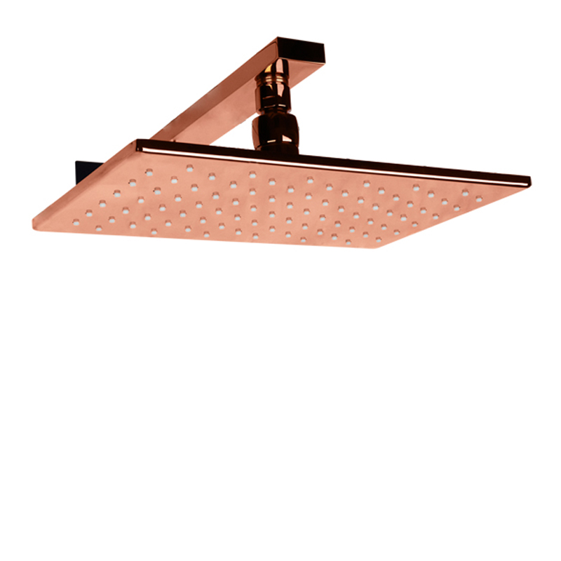 Ouro rosa 28X18CM Banheiro Chuveiro LED 3 cores Mudança de temperatura Montagem na parede Chuvas