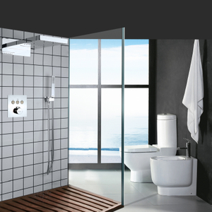 Chuveiro termostático com misturador, montado na parede, cromado, polido, cabeça de chuveiro, banheiro, braço de chuveiro portátil