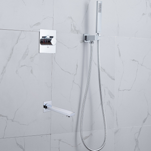 Sistema de chuveiro moderno cromado de alça única torneira de chuveiro de banheiro com chuveiro de mão portátil