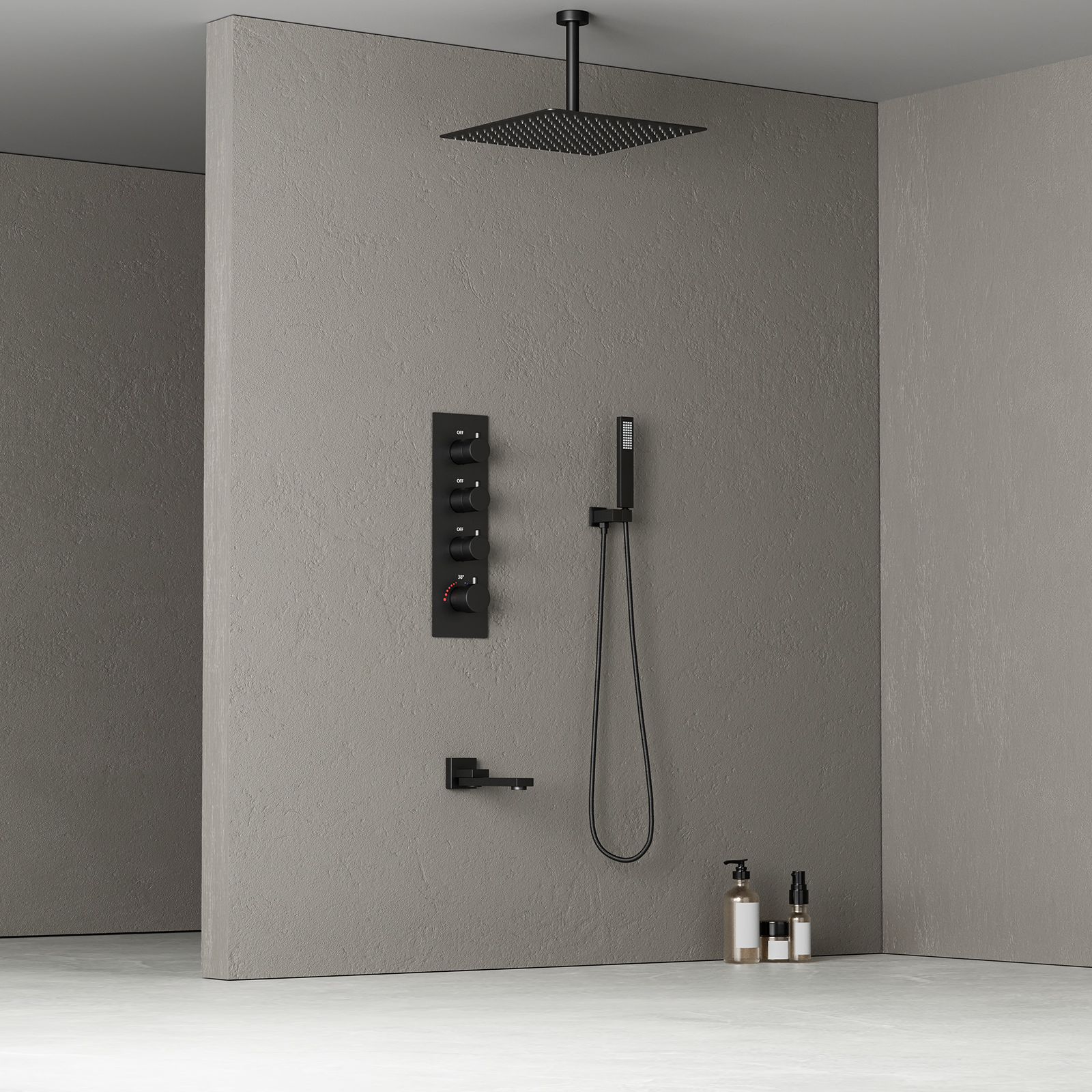 Banheiro preto chuveiro cabeça de chuva conjunto chuveiro termostático inteligente conjunto torneira