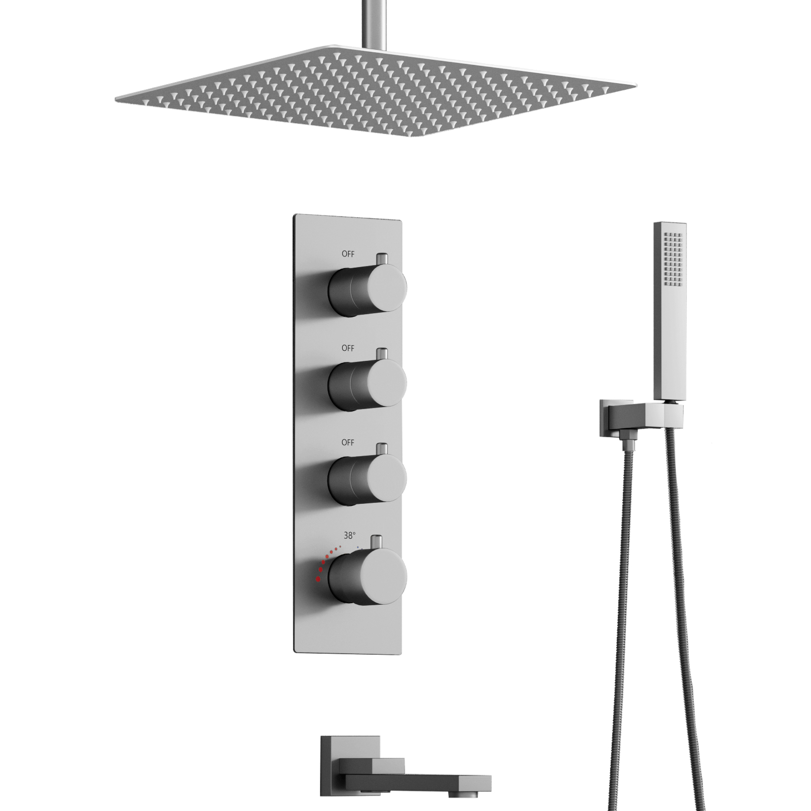 Painel de montagem no teto chuveiro misturador conjunto banheiro luxo chuva misturador chuveiro combinação conjunto chuvas cabeça chuveiro com portátil