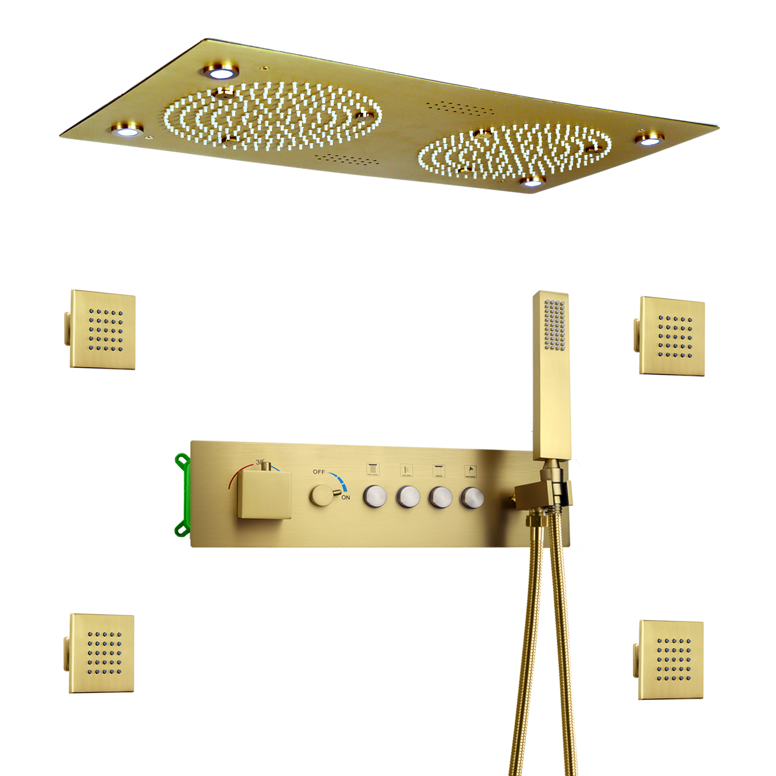 conjunto de chuveiro de ouro 