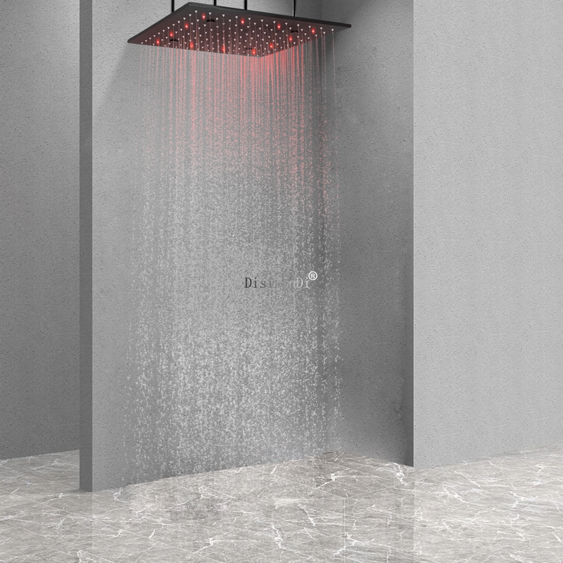 Louças sanitárias de luxo acessórios do banheiro led cabeça de chuveiro temperatura com luz ajustável suporte de cabeça de chuveiro