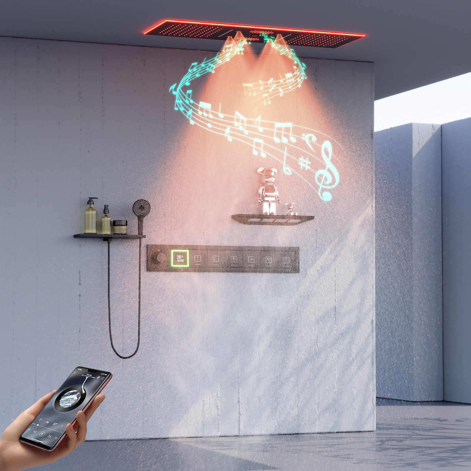 chuveiro led e bluetooth