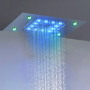 Cromado polido 50X36 CM LED chuveiro misturador banheiro bifuncional cachoeira chuvas com mudança de temperatura de 3 cores