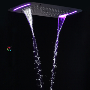 Misturador de chuveiro preto fosco 71x43 cm banheiro multifuncional chuva cachoeira atomização bolha com painel de controle led