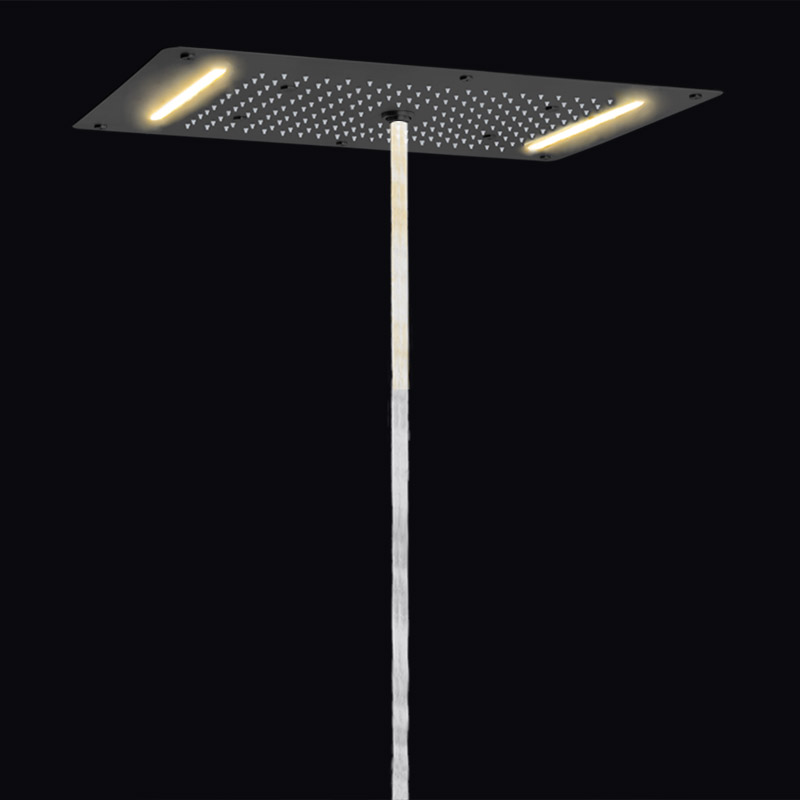 Preto fosco 70X38 CM LED Top-end banheiro chuveiro misturador sistema cascata chuveiro multifuncional