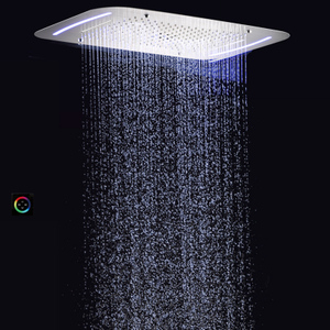 Torneiras de chuveiro de níquel escovado 71X43 CM banheiro multifuncional cachoeira atomização bolha com painel de controle LED