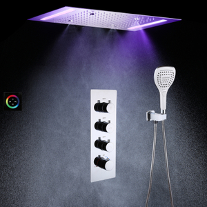 Conjunto de chuveiro LED teto embutido 20 * 14 polegadas chuva e atomização chuveiro banheiro torneira termostática