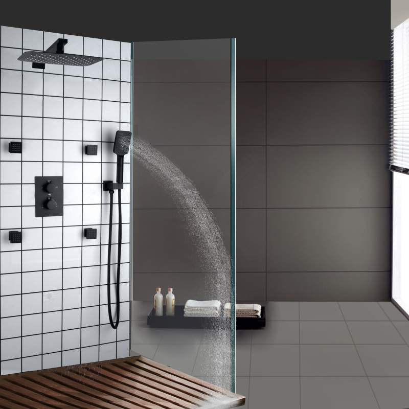 Preto fosco banheiro 3 tipos de chuveiro chuvas sistemas de chuveiro suspenso torneira quente e fria conjunto cabeça chuveiro