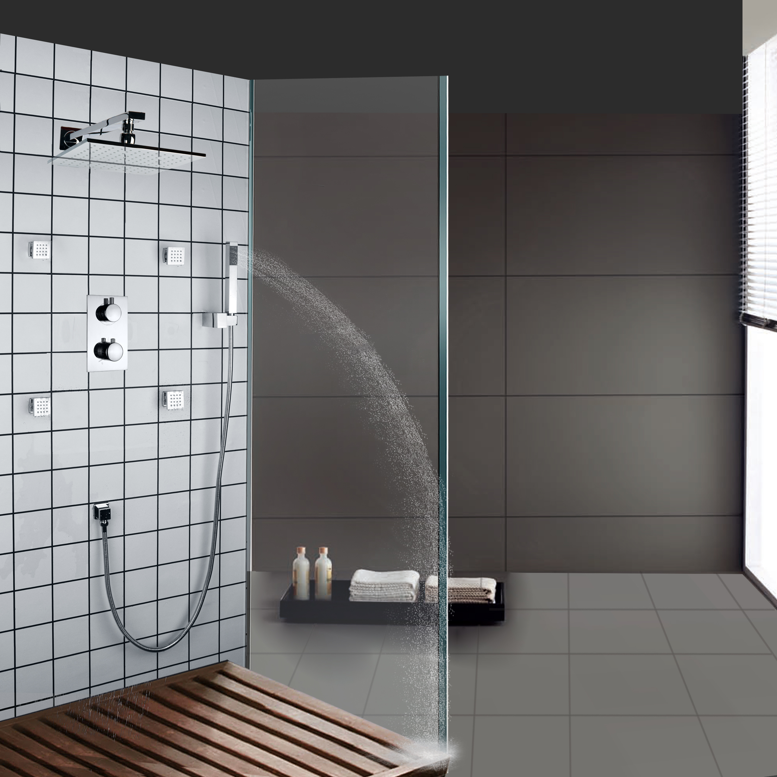 Sistema de chuveiro polido cromado para banheiro termostática torneiras de chuveiro conjunto de ducha de chuva