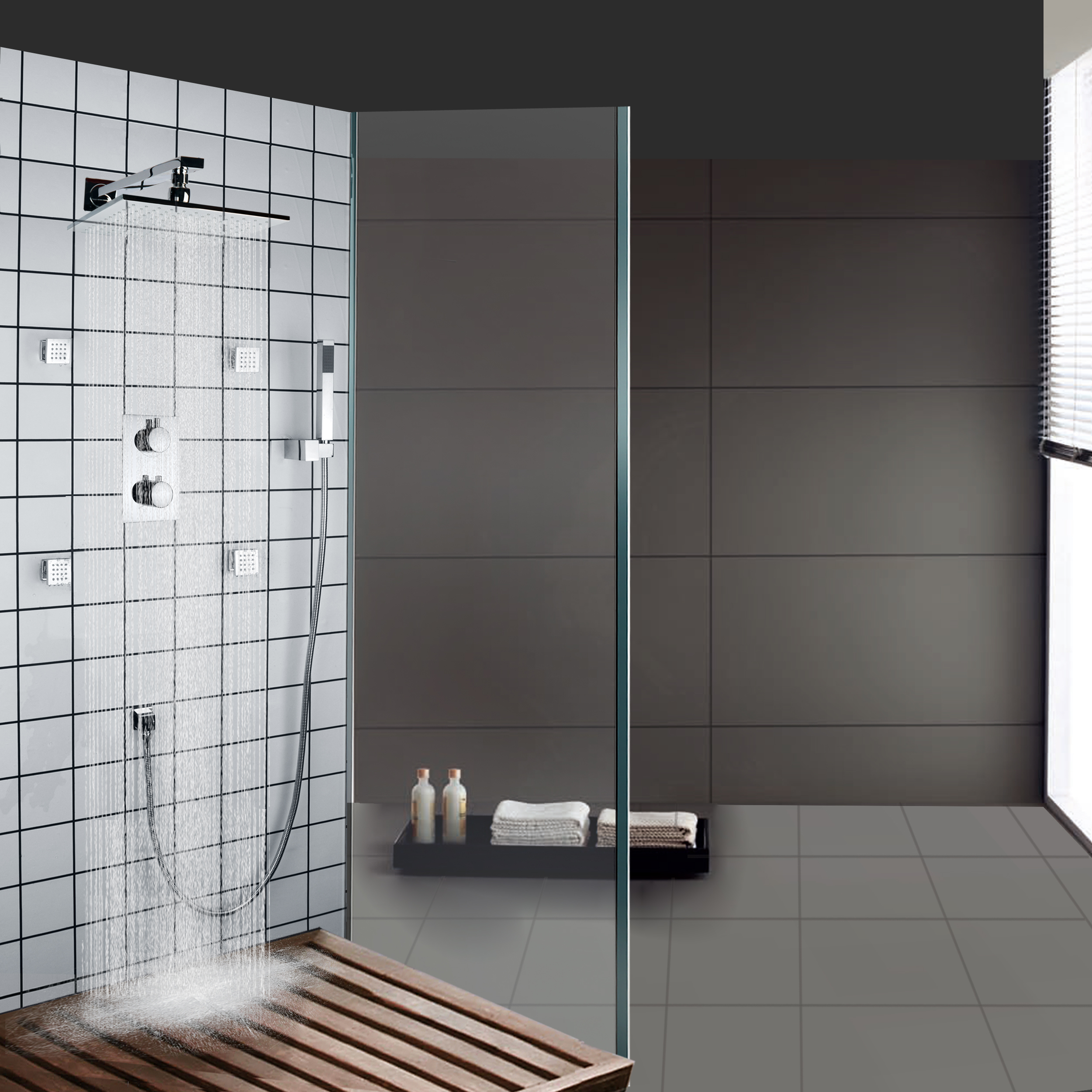 Sistema de chuveiro polido cromado para banheiro termostática torneiras de chuveiro conjunto de ducha de chuva