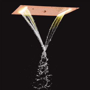 Cabeça de chuveiro de ouro rosa 70X38 CM LED Banheiro Cachoeira Chuvas Atomização Bolha Massagem Chuveiro