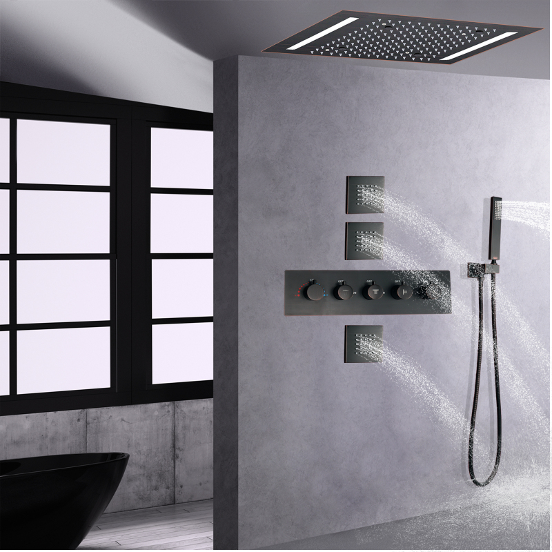 Tubos NPT 1/2 para a América do Norte Hotel Chuva LED Cabeça de chuveiro Termostática Conjunto de chuveiro de banho para quartos de banheiro
