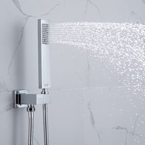 Torneira de chuveiro de alça única com chuveiro de mão portátil cromado moderno sistema de chuveiro de latão quente e frio