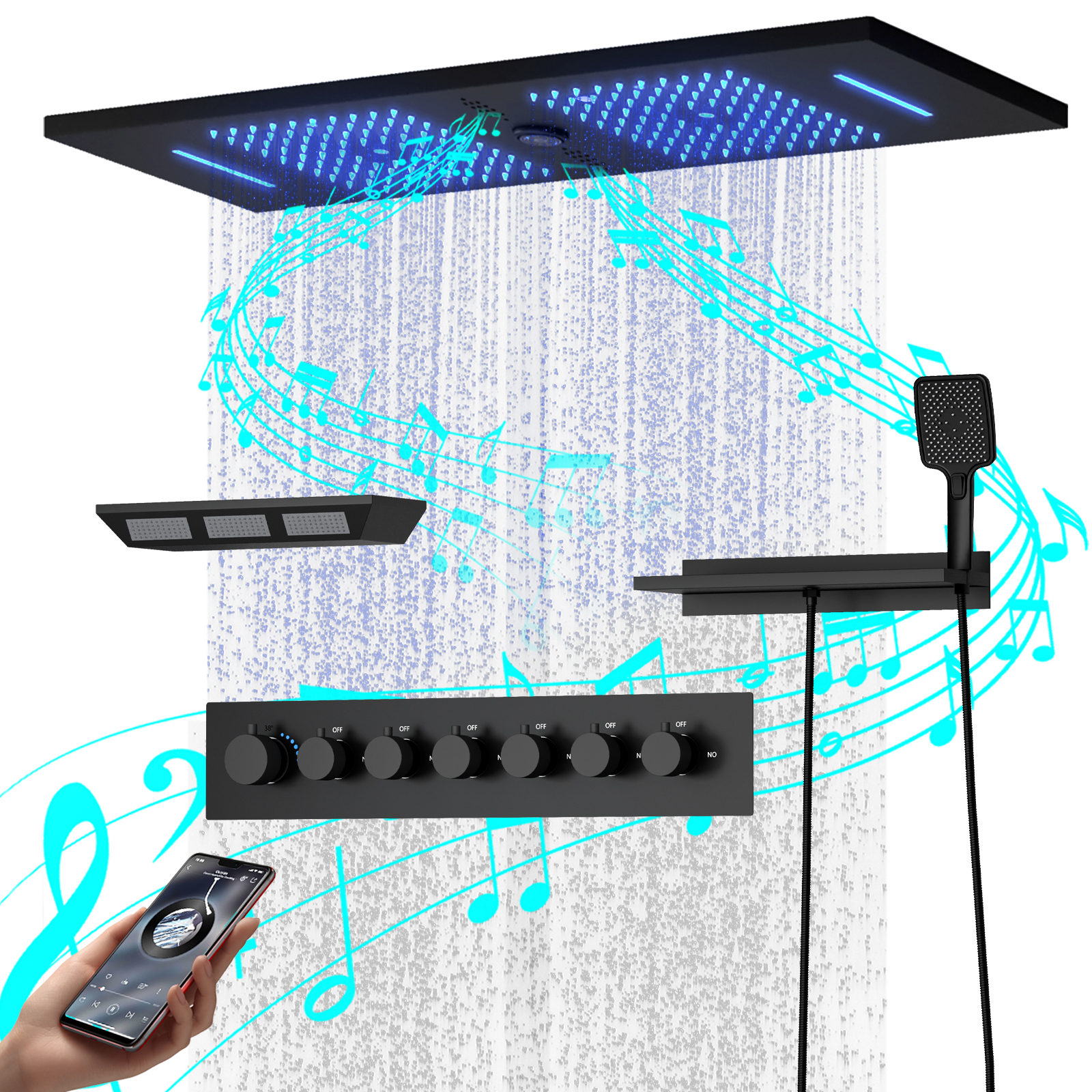 Chuveiro LED cinza arma