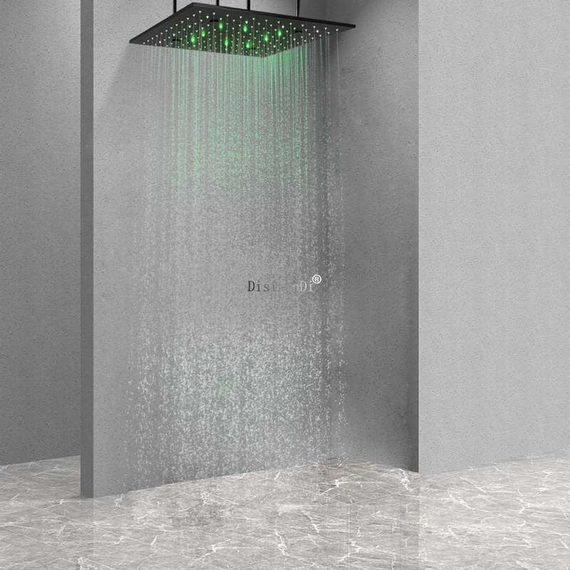 Louças sanitárias de luxo acessórios do banheiro led cabeça de chuveiro temperatura com luz ajustável suporte de cabeça de chuveiro