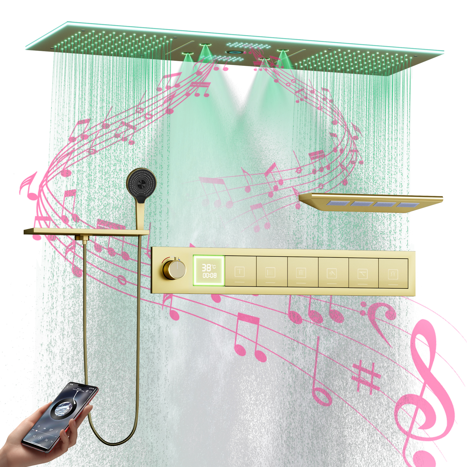 cabe&ccedil;a de chuveiro led colorida