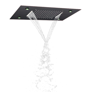 Torneira de chuveiro de bronze polido a óleo 50X36 CM LED 3 mudanças de temperatura de cor Banheiro Bifuncional Cachoeira Chuvas