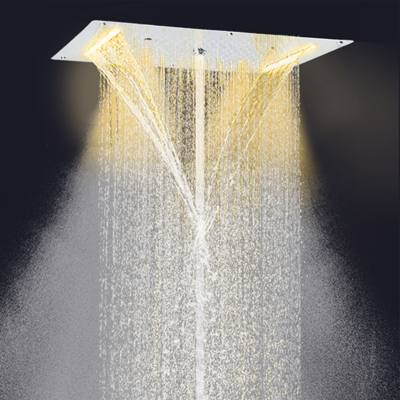 Cromo polido 70X38 CM LED Top-end Cabeça de chuveiro de banheiro Spa Multi Função Bolha Cachoeira Atomização Chuvas