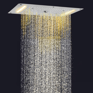 Níquel escovado 70X38 CM Banheiro LED Misturador de chuveiro Banheiro Embutir Teto Escondido Chuveiro Multi Função
