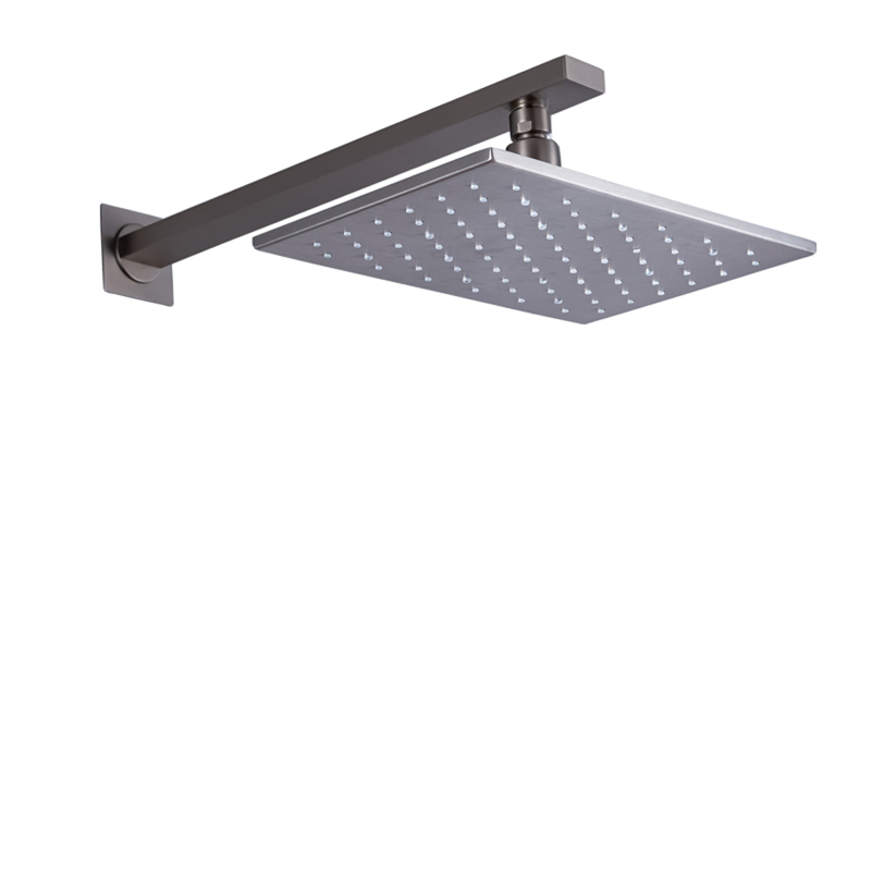 Cabeça de chuveiro de níquel escovado 28X18CM LED 3 cores com mudança de temperatura para banheiro chuveiro de chuva com montagem na parede