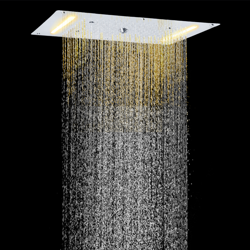 Torneiras de chuveiro cromadas polidas 70X38 CM LED banheiro multifuncional chuveiro cascata chuva atomização bolha