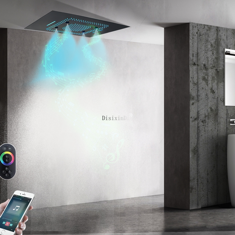 Cachoeira led cabeça de chuveiro com alto-falantes música 600*800mm teto chuva chuveiro cachoeira massagem banheiro chuveiro misturador