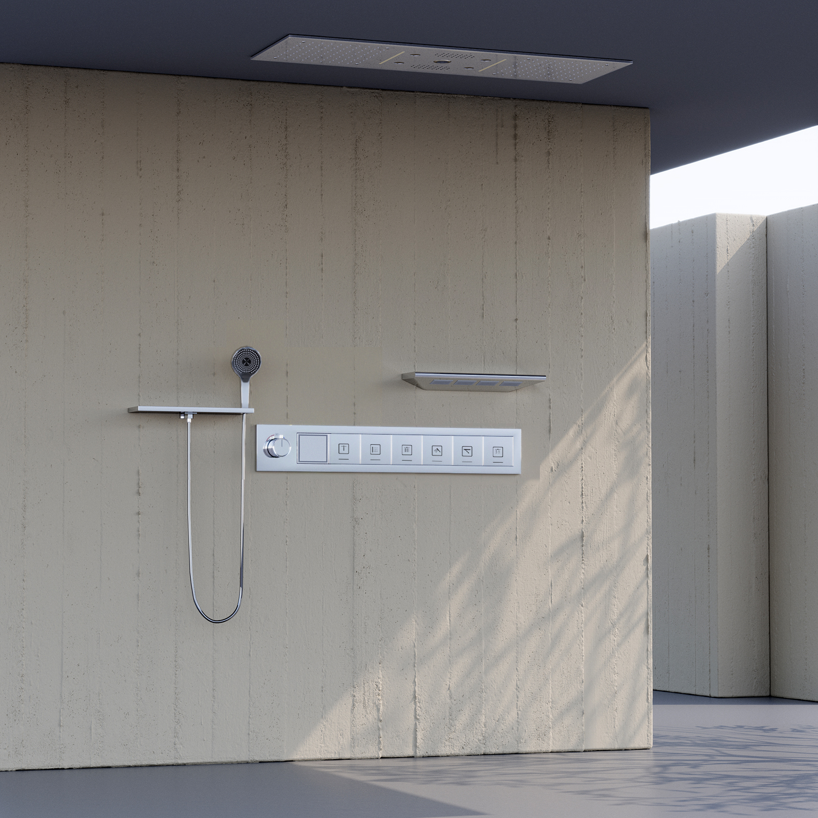 Banheiro luxuoso, 6 funções, sistema de chuveiro LED, 90x30cm, coluna de água atomizada, placa de chuveiro de chuva com cabeça de spray quadrada