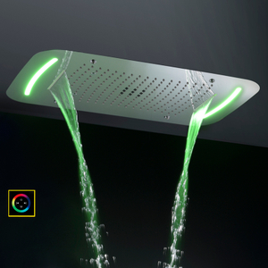 Misturador de chuveiro polido cromado 71X43 CM com painel de controle LED Banheiro Cachoeira Chuvas Atomização Bolha