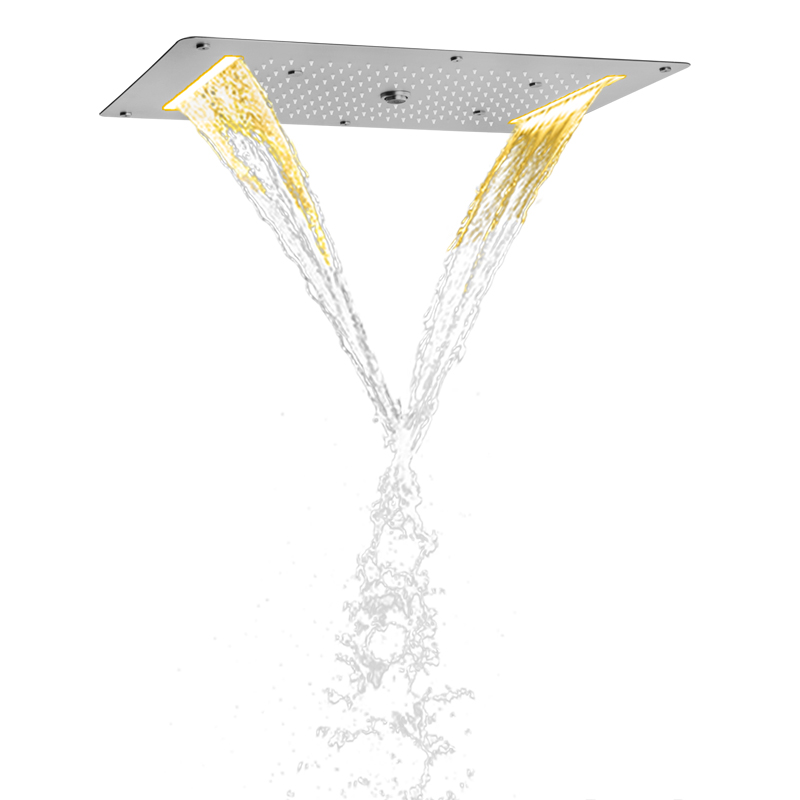 Níquel escovado 70X38 CM LED Torneiras de chuveiro Banheiro Cachoeira Chuvas Atomização Bolha Chuveiro multifuncional