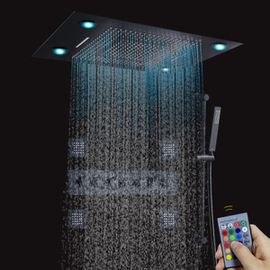 Cabeça de chuveiro termostática led preto escondido com jatos de spray portátil cachoeira ajustável suporte de cabeça de chuveiro portátil
