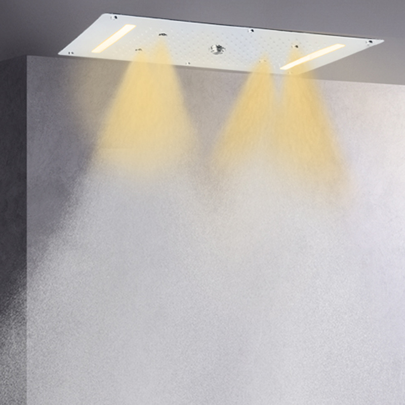 Cromo polido 70X38 CM LED Top-end Cabeça de chuveiro de banheiro Spa Multi Função Bolha Cachoeira Atomização Chuvas