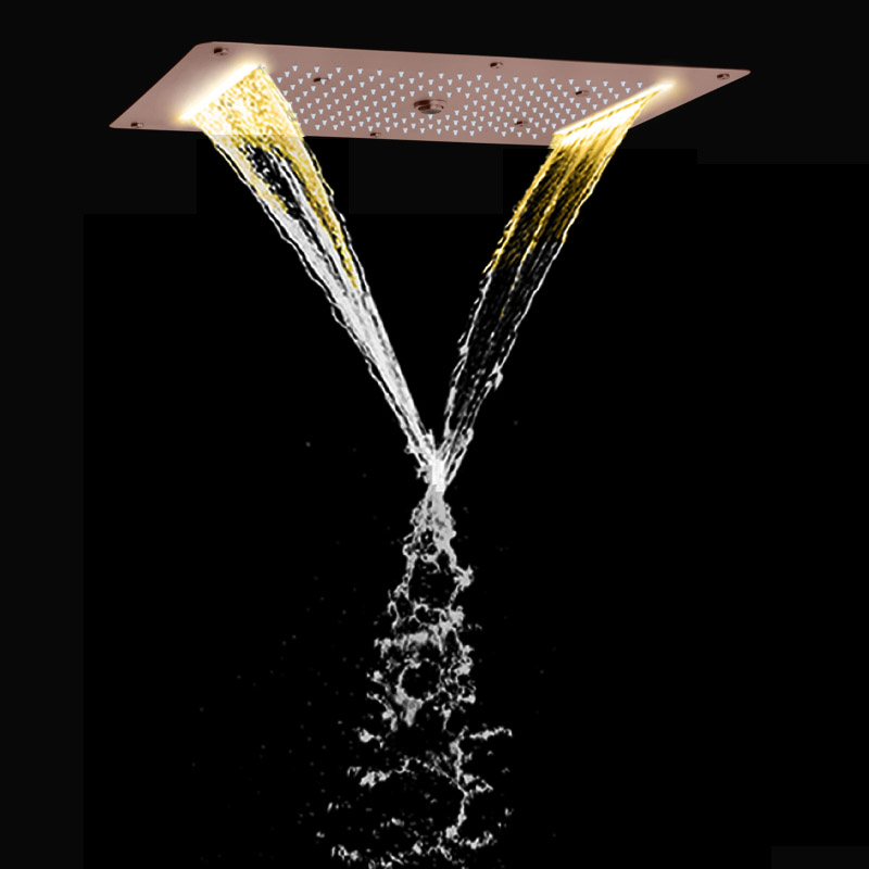 Torneiras de chuveiro marrom 70X38 CM LED Banheiro Massagem Chuveiro Cachoeira Chuvas Bolha Atomizadora