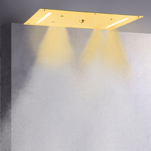 Luxo ouro polido torneiras de chuveiro 70x38 cm led banheiro cachoeira chuvas atomização bolha massagem chuveiro