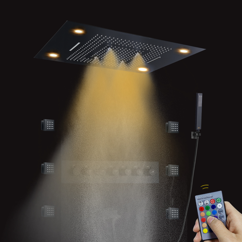 Banheiro de luxo 600*800mm led multifuncional termostática misturador chuva cortina cachoeira névoa spray lateral chuvas chuveiro conjunto